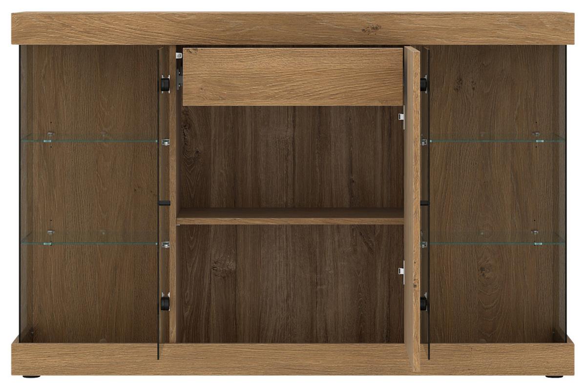 Sideboard Aretta Eichefarben B: 140 cm - Eichefarben, MODERN, Glas/Holzwerkstoff (140/91,6/41,8cm)