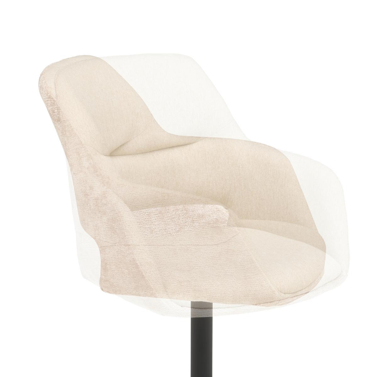 Armlehnstuhl Kaan Chenille Beige, B: 61 Cm - Beige/Schwarz, KONVENTIONELL, Textil/Metall (61/85/63cm) - MID.YOU