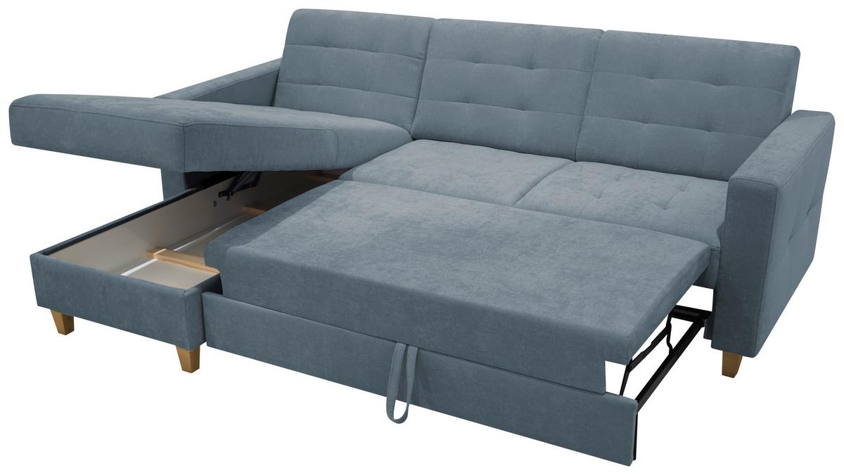 Rohová sedačka BJORN, obojstranná, sivomodrá ženilka - sivomodrá/prírodná farba, Design, drevo/textil (160/231cm) - Luca Bessoni