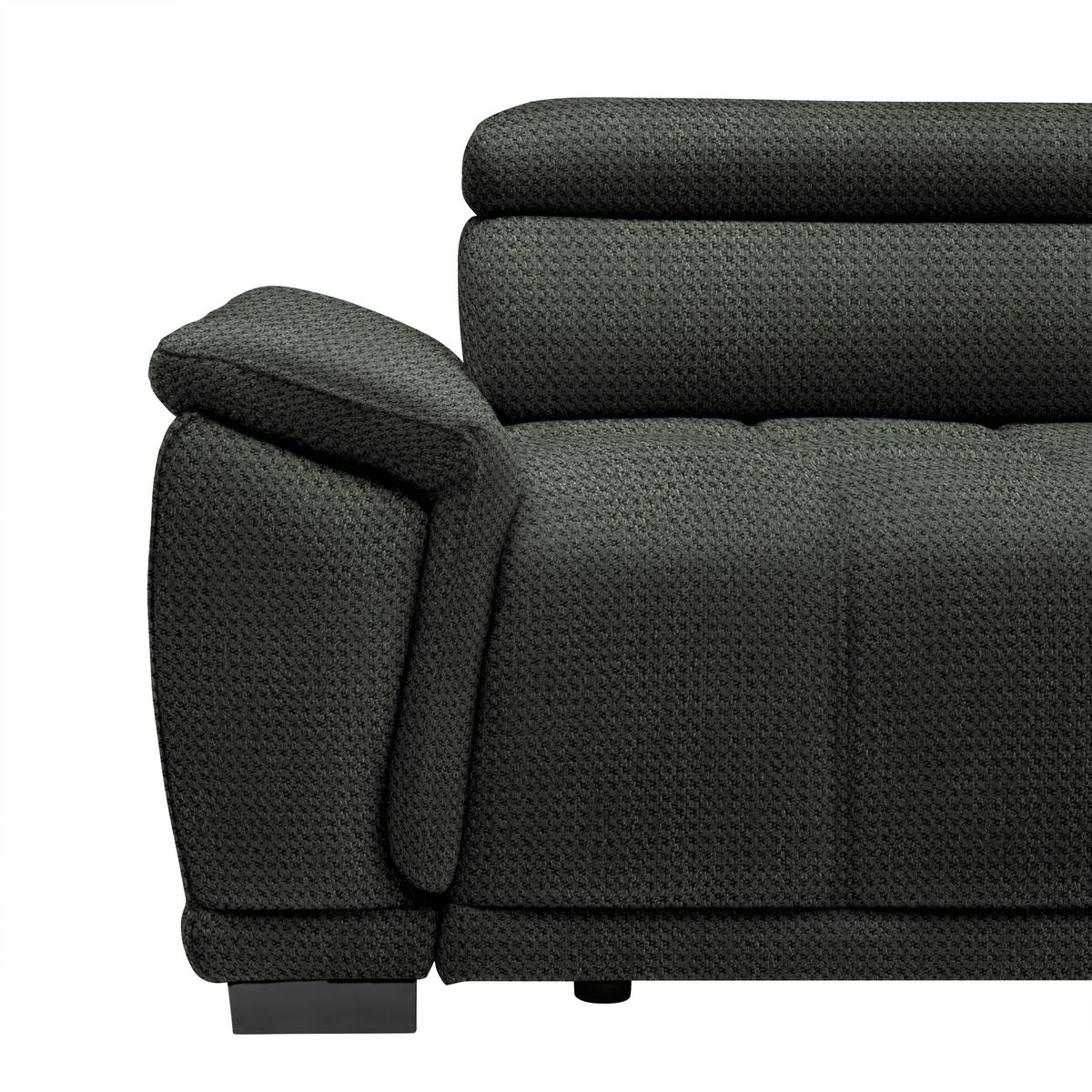 Rohová sedačka GRINALDI, pravá, tmavozelená - čierna/tmavozelená, Modern, textil/plast (283/206cm) - Premium Living