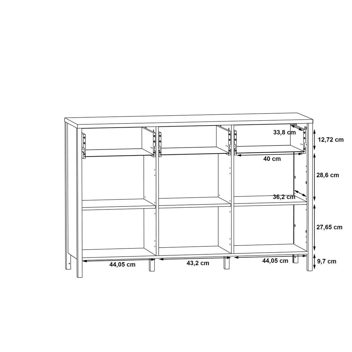 ŠIROKÁ KOMODA KIRIKUS - čierna/farba duba, Lifestyle, kompozitné drevo/plast (139,8/89,5/40,2cm) - Mömax