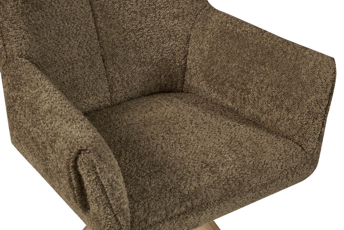 Stolička s podrúčkami hnedá - hnedá, Modern, drevo/textil (60/86,5/63,5cm) - MID.YOU