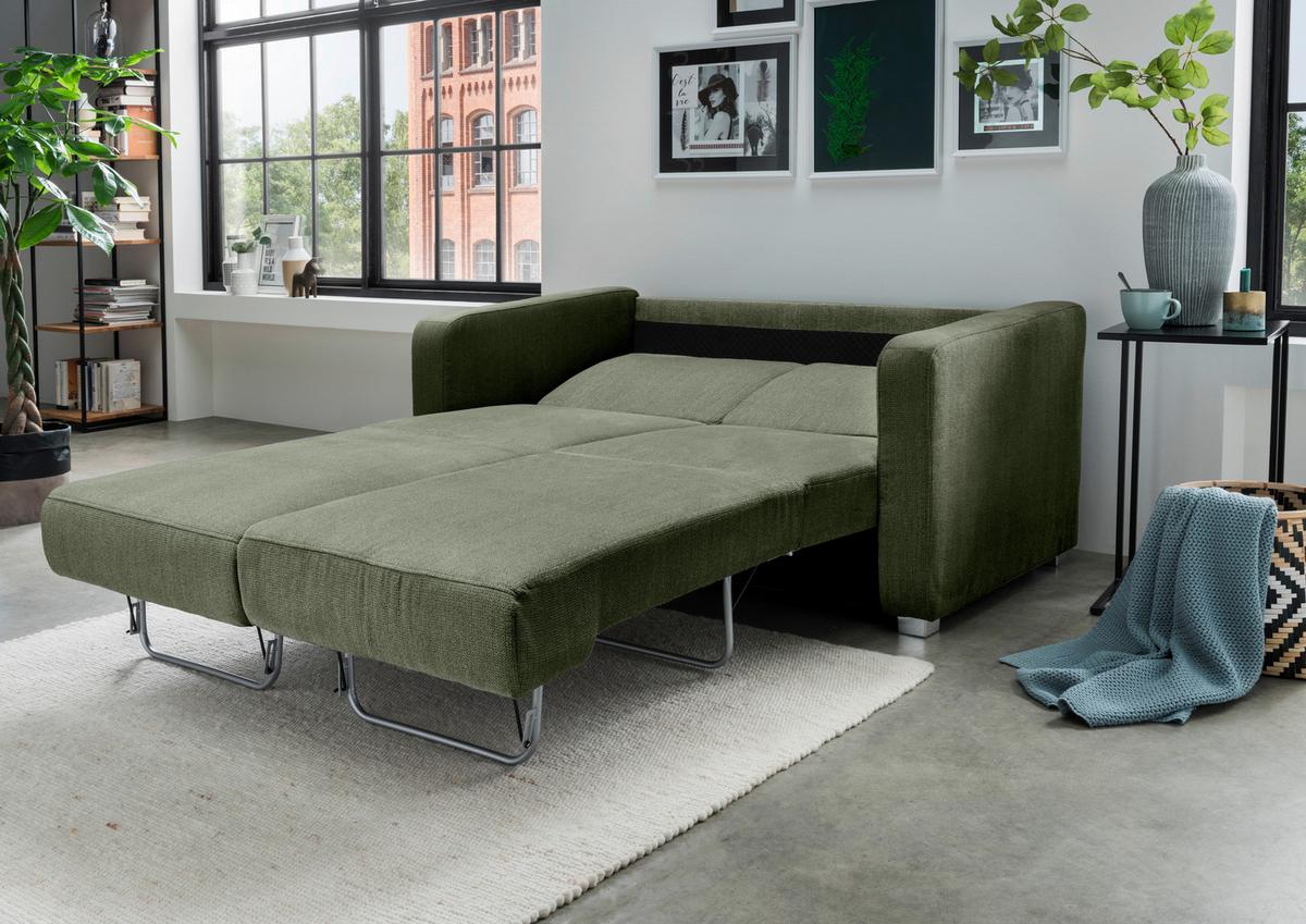 Schlafsofa Mia, Dunkelgrün B: 159 Cm - Chromfarben/Dunkelgrün, Basics, Textil (159/88/87cm) - Livetastic