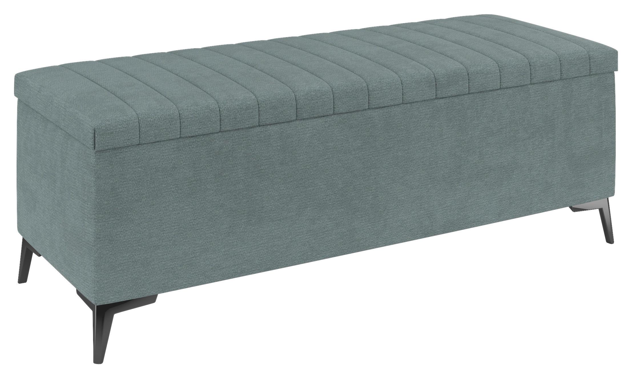 Lavica k posteli SANTI sivomodrá - čierna/sivomodrá, Modern, kov/kompozitné drevo (144/56/54cm)