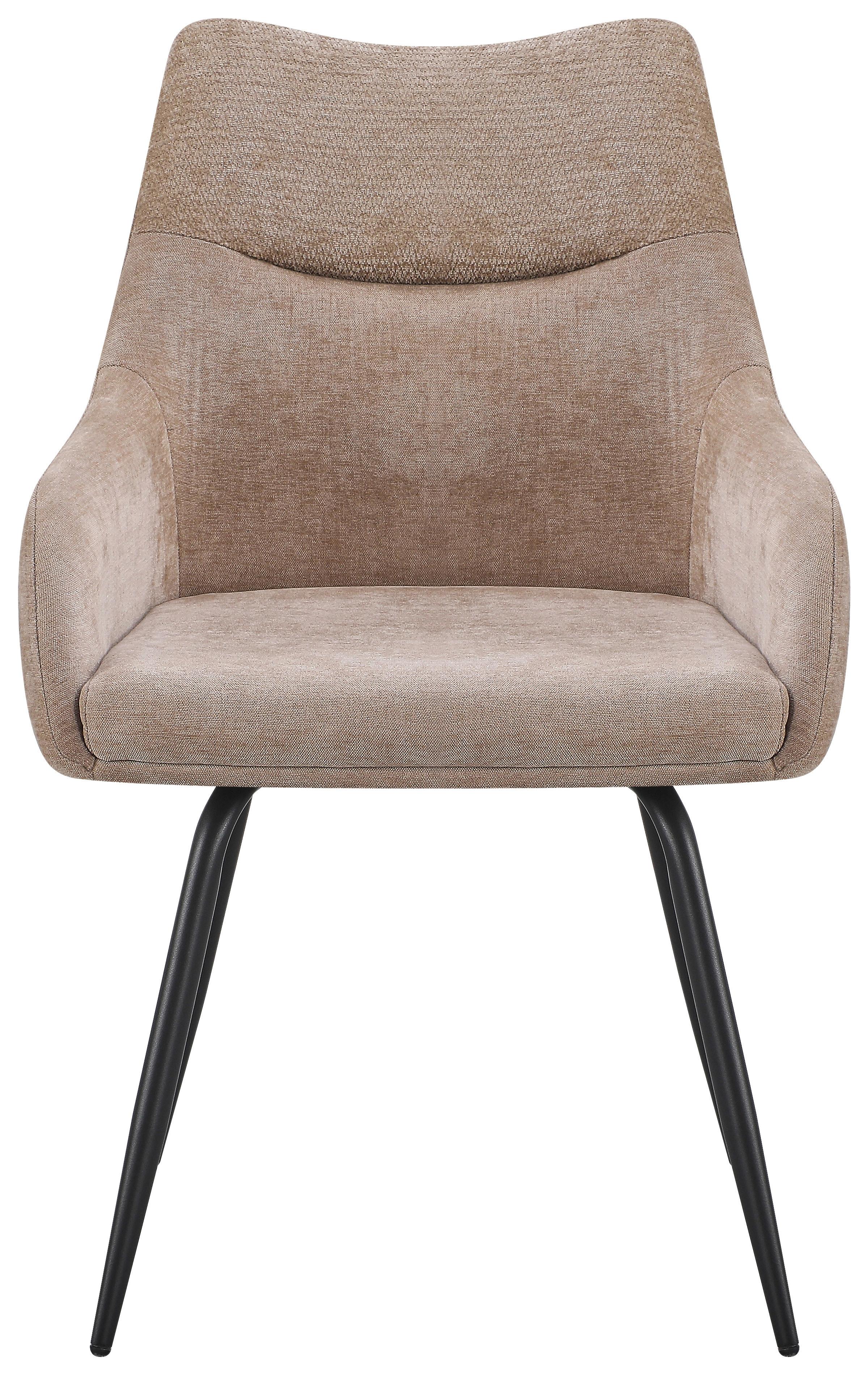Armlehnstuhl Dali Beige B: 60 Cm - Beige/Schwarz, Basics, Textil/Metall (60/86/55cm) - Livetastic
