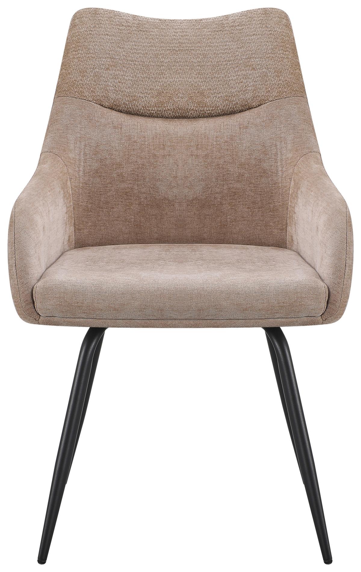 Armlehnstuhl Dali Beige B: 60 Cm - Beige/Schwarz, Basics, Textil/Metall (60/86/55cm) - Livetastic