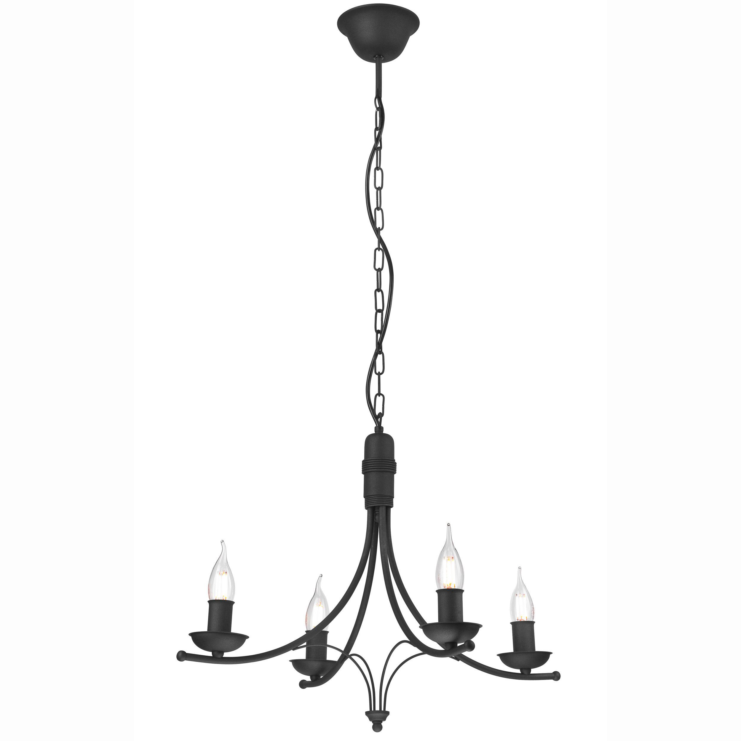 Kronleuchter Lucy Schwarz Hochglanz B: 58cm - Schwarz Hochglanz, KONVENTIONELL, Metall (100/58/100cm)