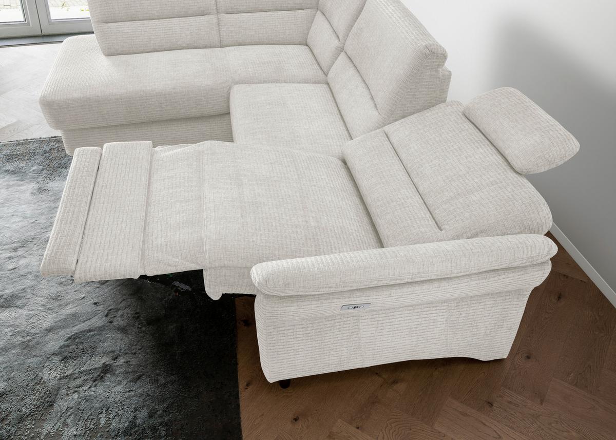 Ecksofa Cavoli Creme Relaxfunktion S: 190x266cm - Creme/Schwarz, MODERN, Textil (190/266cm) - Livetastic