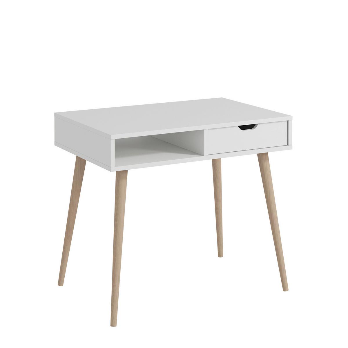 Schreibtisch Offer Weiß L: 90cm - Eichefarben/Weiß, Design, Holzwerkstoff (90/60/80cm) - Livetastic