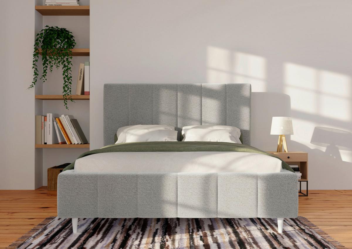 Polsterbett Talera Loft grau 140x200 cm - Buchefarben/Schwarz, KONVENTIONELL, Holz/Textil (140/200cm)