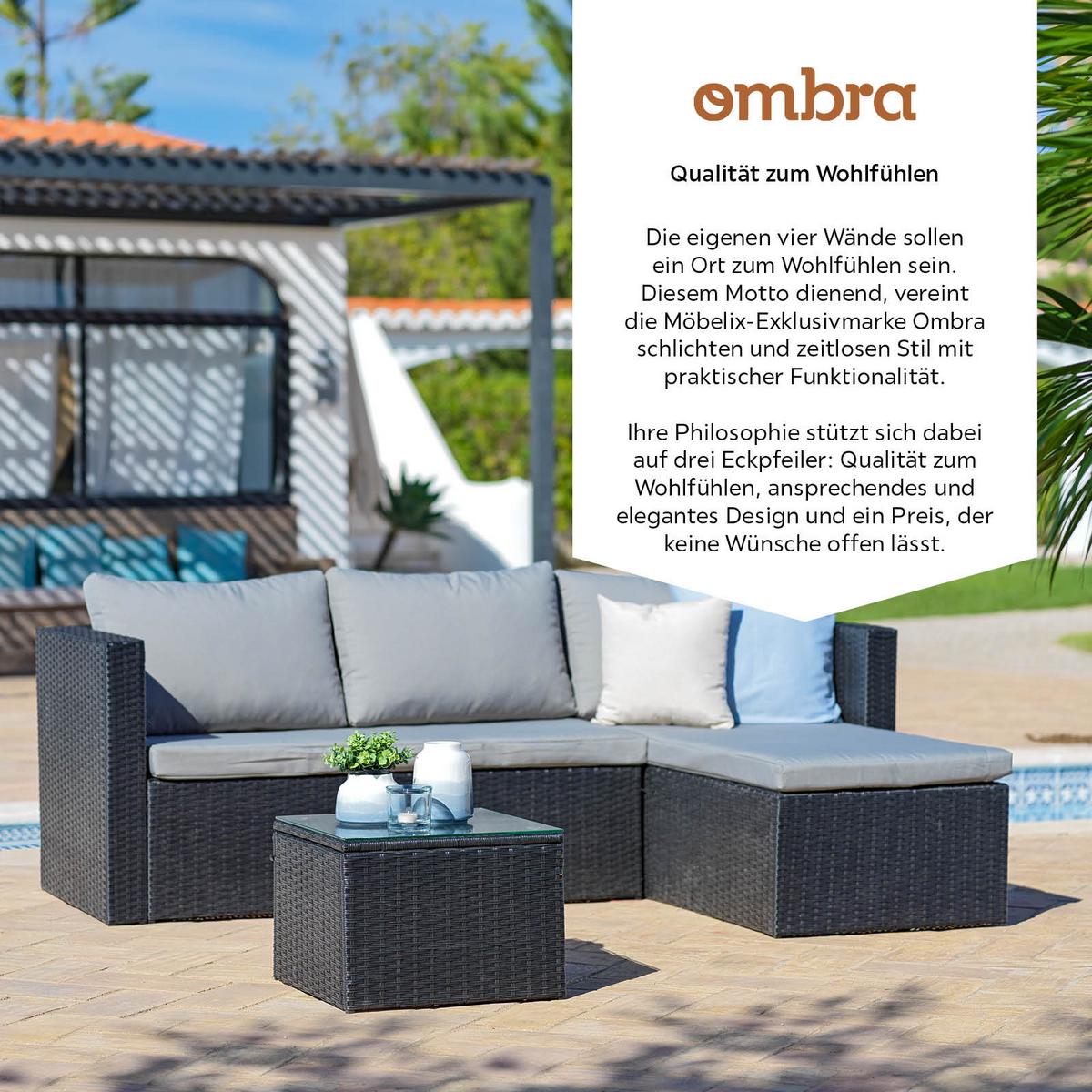 Lounge-garnitúra Sky - fekete/sötétszürke, Modern, műanyag/Üveg (137/198cm) - Ondega