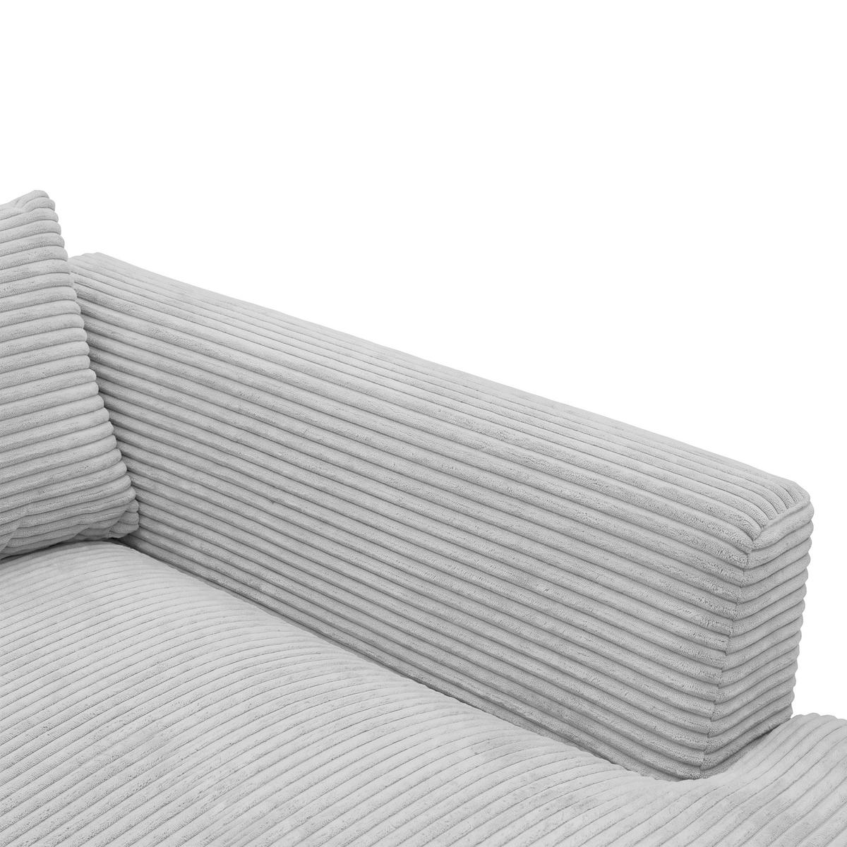 Rohová sedačka PEDRO, pravá, světle šedý manšestr - černá/světle šedá, Moderní, textil/plast (300/190cm) - Mömax
