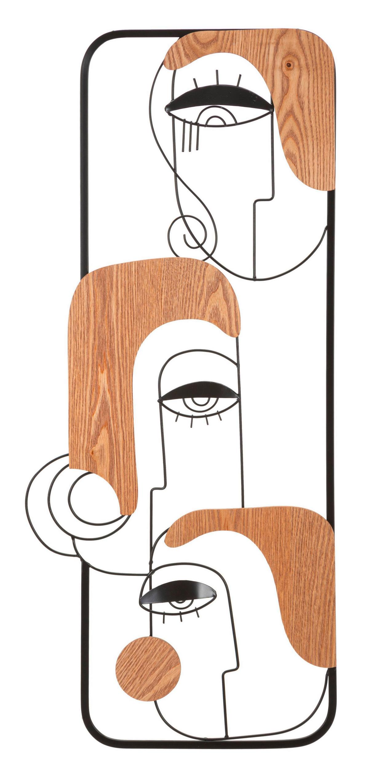 Wanddeko Picassy Naturfarben, Schwarz B: 38 cm - Schwarz/Naturfarben, Basics, Holzwerkstoff/Metall (38/89.5/2cm)