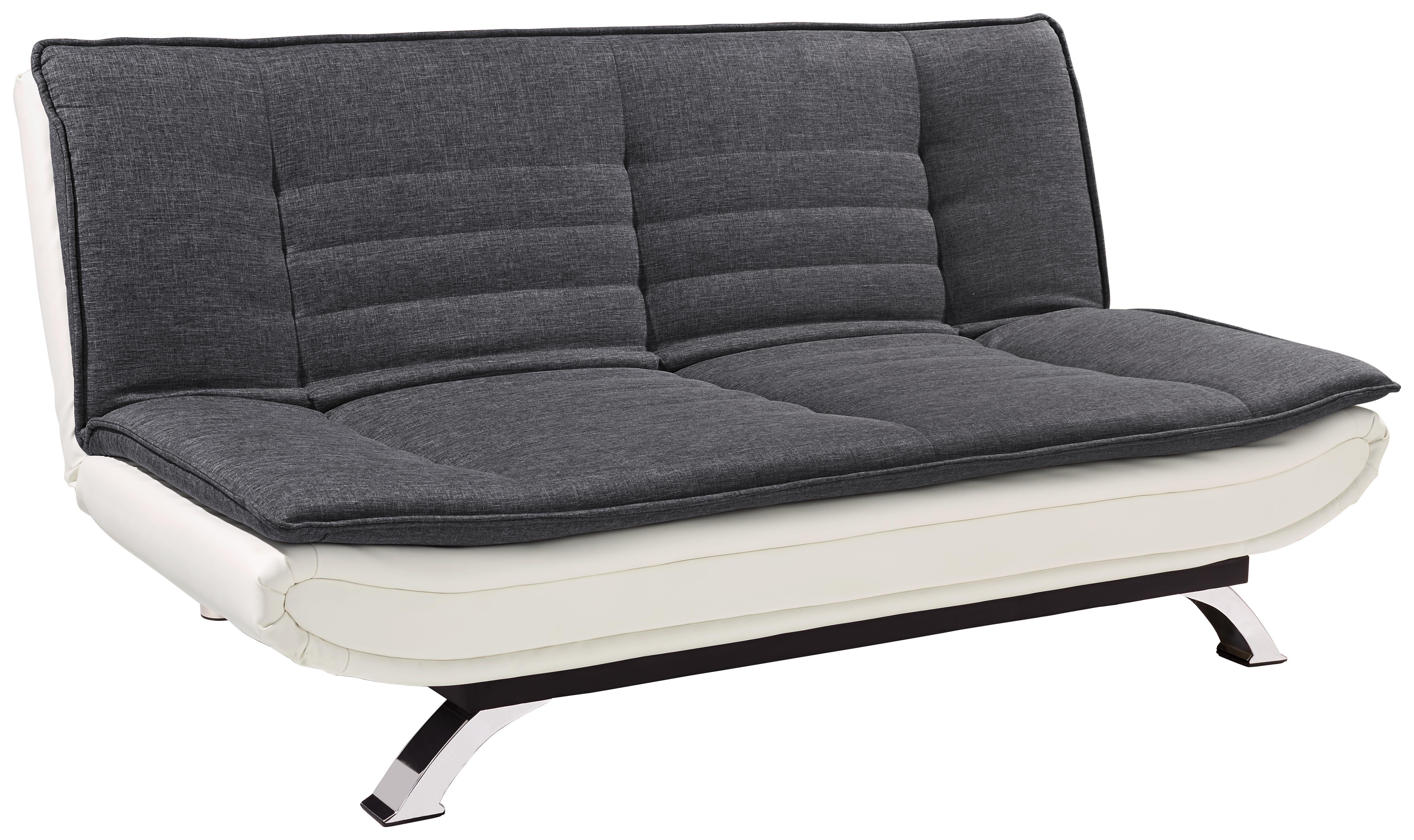 Schlafsofa Bari B: 190 cm - Edelstahlfarben/Dunkelgrau, Basics, Textil/Metall (190/90/102cm) - Ombra