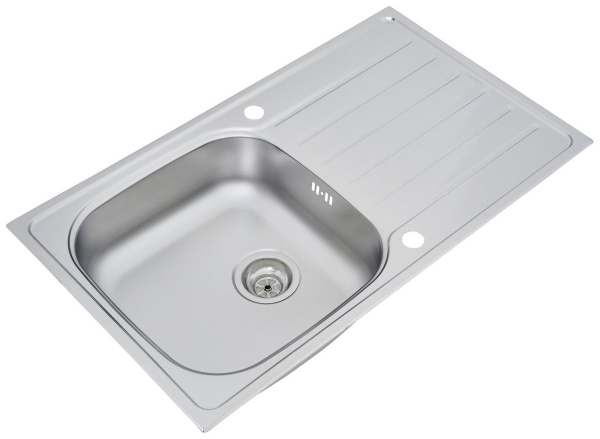 Spüle Respekta Edelstahl Bxt: 86x50 cm - Edelstahlfarben, Trend, Metall (86/17,5/50cm) - Respekta