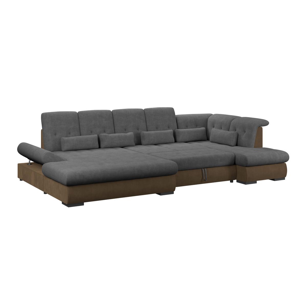 Wohnlandschaft Madera Anthrazit S: 358x312 cm - Hellbraun/Anthrazit, KONVENTIONELL, Kunststoff/Textil (190/358/212cm)