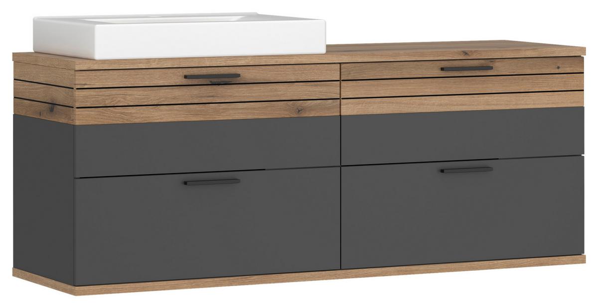 Waschtischunterschrank Cotia Cotlu 2 - Eichefarben/Anthrazit, MODERN, Keramik/Holzwerkstoff (140/57/48cm) - James Wood