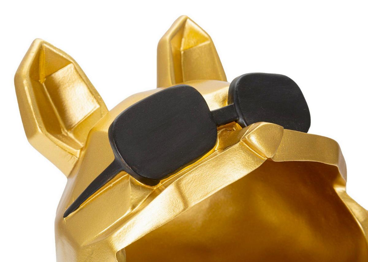 Skulptur Decor Dog Schwarz, Goldfarben B: 17 cm - Goldfarben/Schwarz, Basics, Kunststoff (17/23.5/17cm)