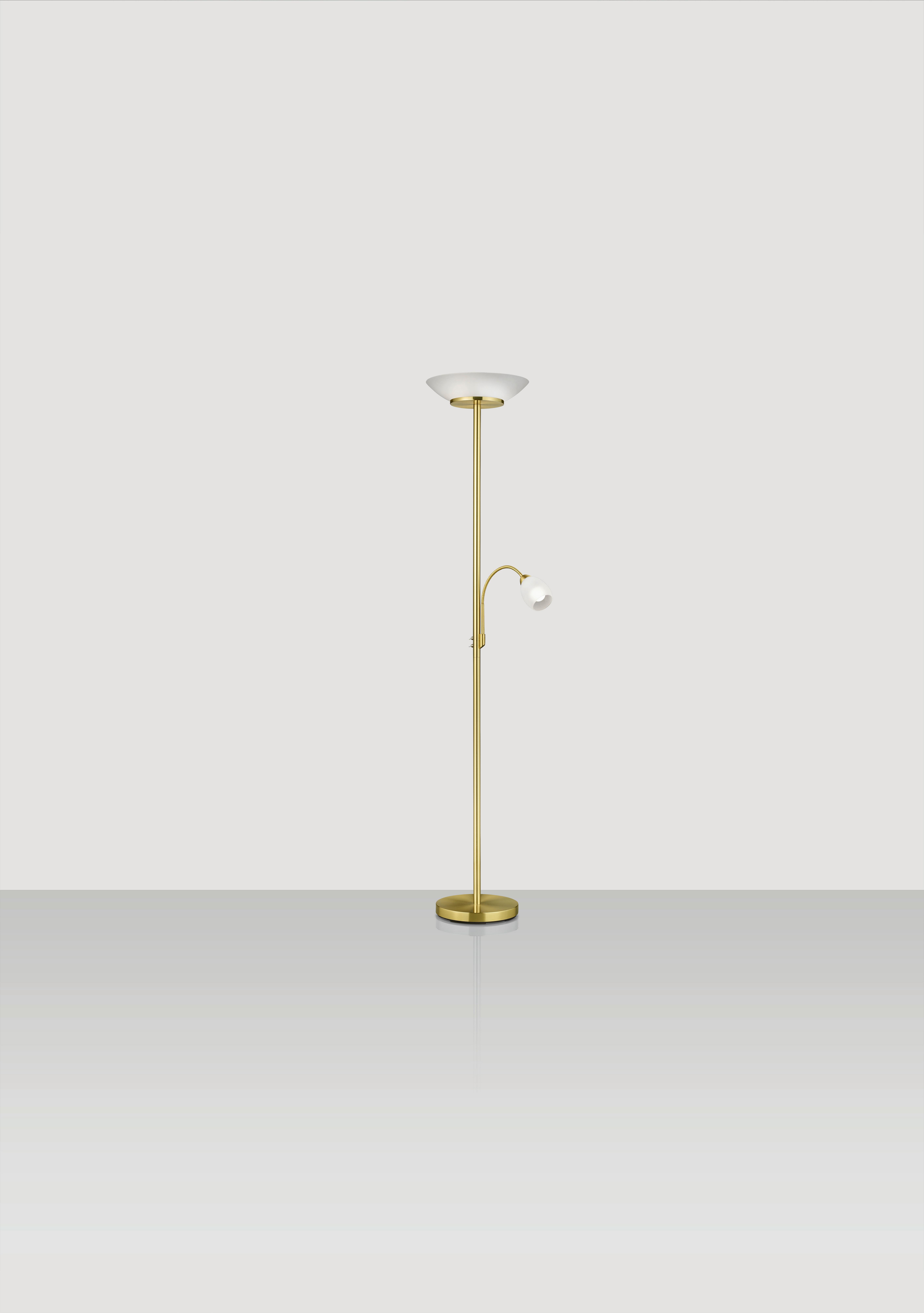 Stehleuchte R40063108 Gerry - Messingfarben/Weiß, Basics, Glas/Metall (34/180cm)
