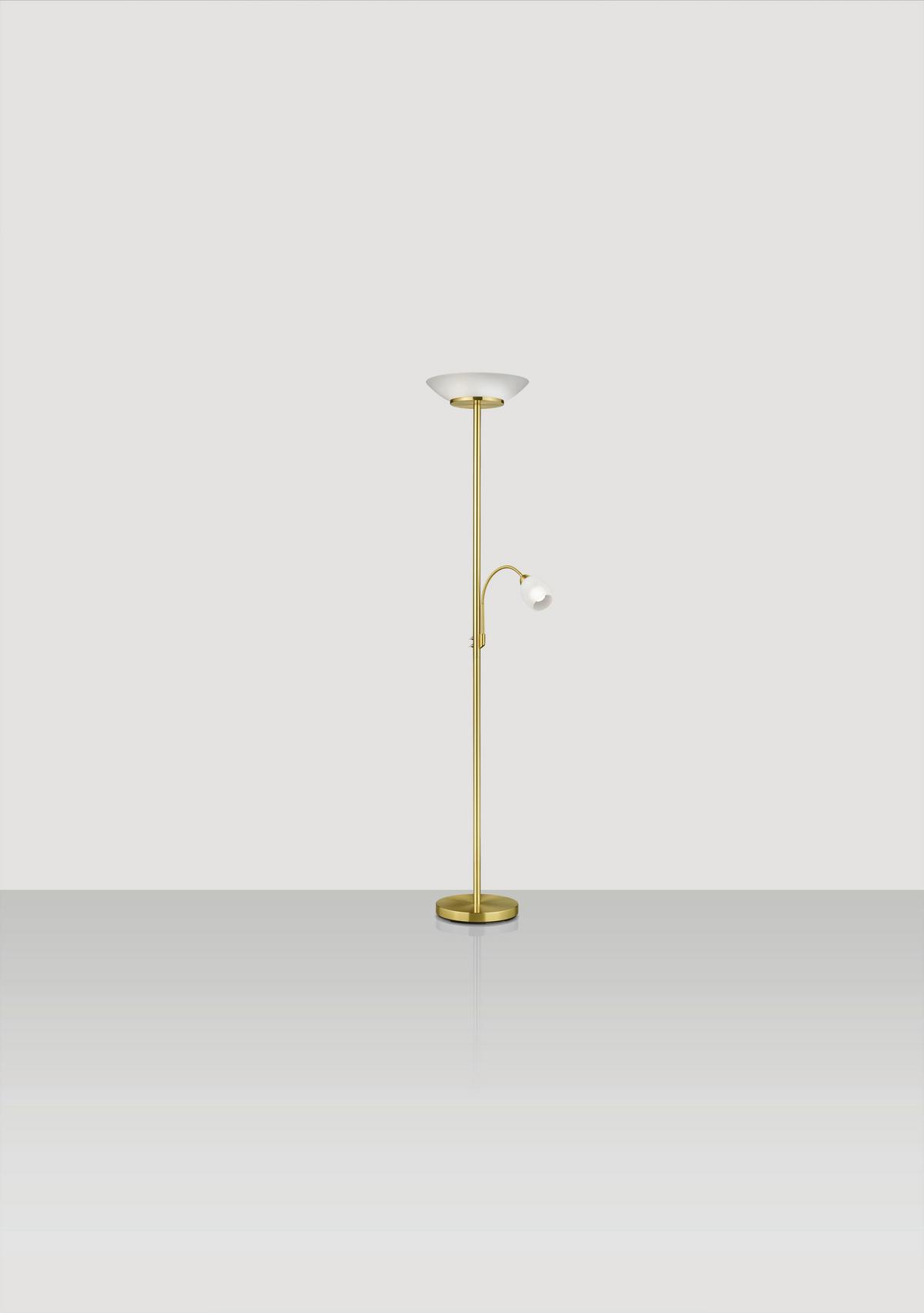 Stehleuchte R40063108 Gerry - Messingfarben/Weiß, Basics, Glas/Metall (34/180cm)