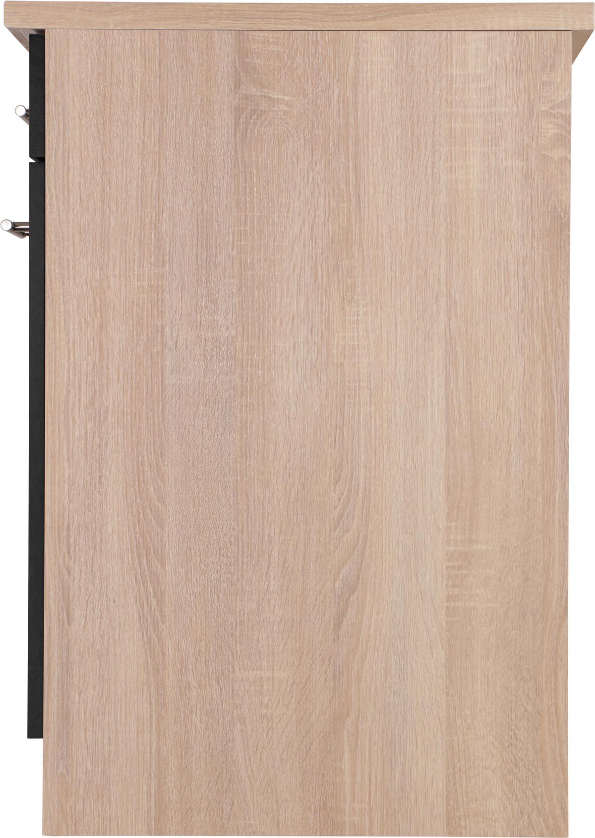 Küchenunterschrank Merle Schwarz, Eiche Dekor B:50cm - Eichefarben/Schwarz, Basics, Holzwerkstoff (50/84,8/60cm) - Respekta