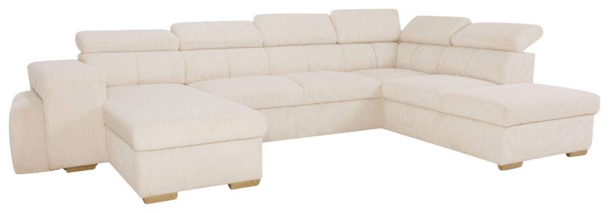 Schlafsofa mit Bettkasten Sirius XL, creme, 219x334cm - Eichefarben/Creme, KONVENTIONELL, Holz/Holzwerkstoff