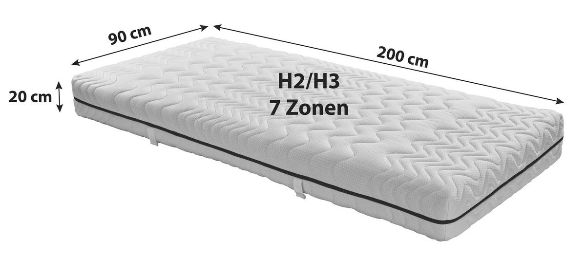 Kaltschaummatratze Two In One 90x200 cm H2/H3 H: 20 cm - Weiß, MODERN, Textil (90/200cm) - Livetastic