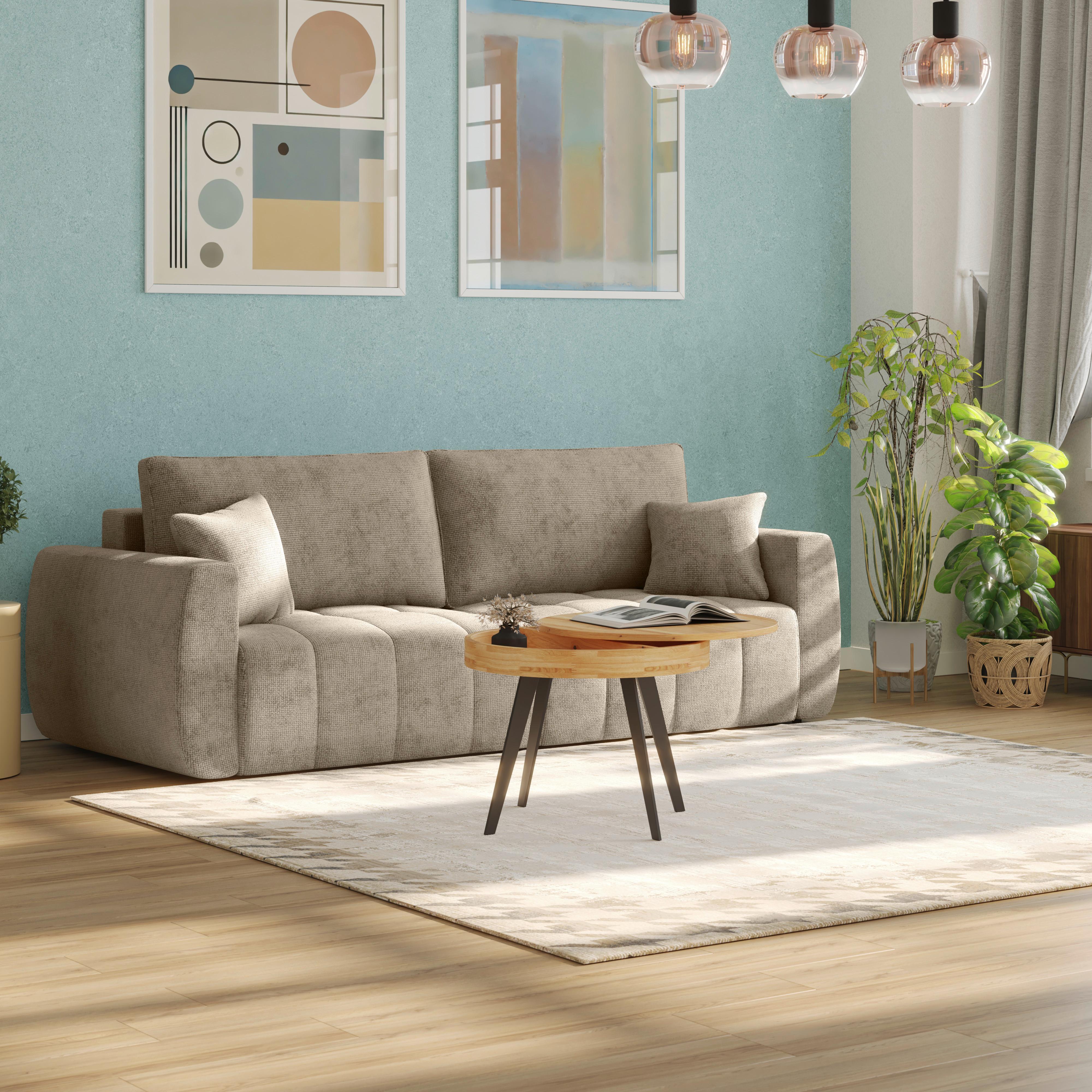 Schlafsofa Bali - Schlammfarben/Schwarz, MODERN, Holz/Textil (245/74-90/104cm) - Luca Bessoni