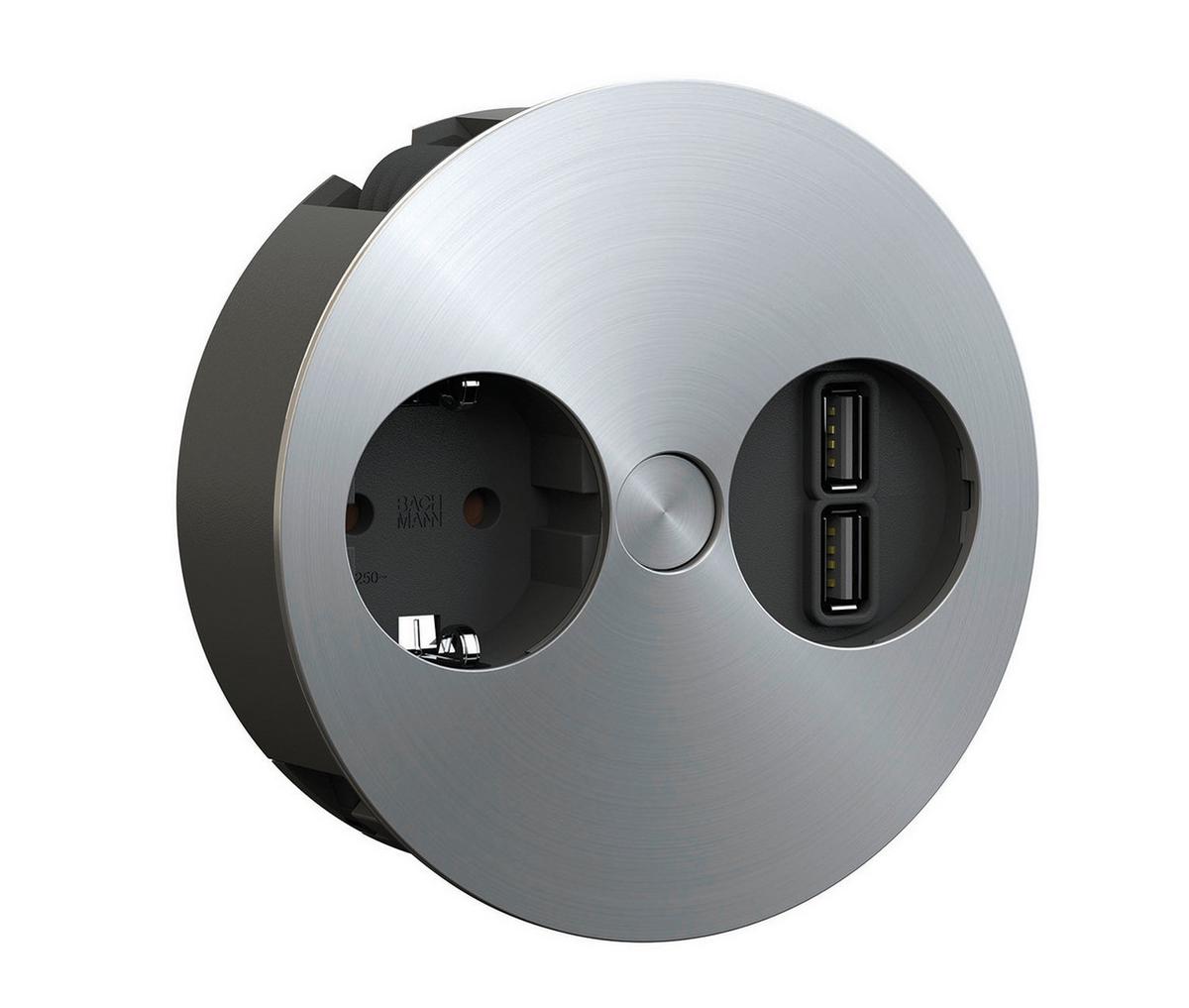 Steckdosenelement Twist 1-Fach - Edelstahlfarben, MODERN, Metall (11,5/4,25cm)