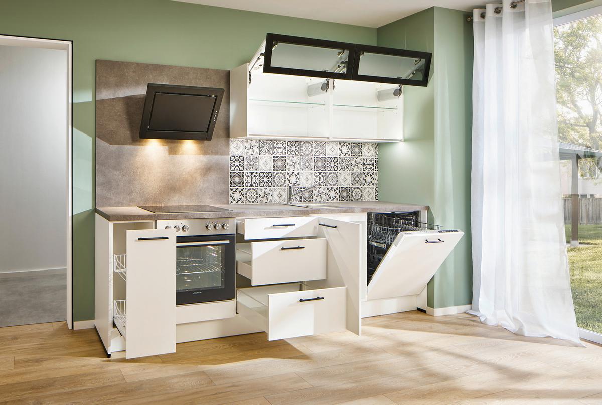 Küchenblock Pn210 - Weiß, LIFESTYLE, Holzwerkstoff (280cm) - Pino