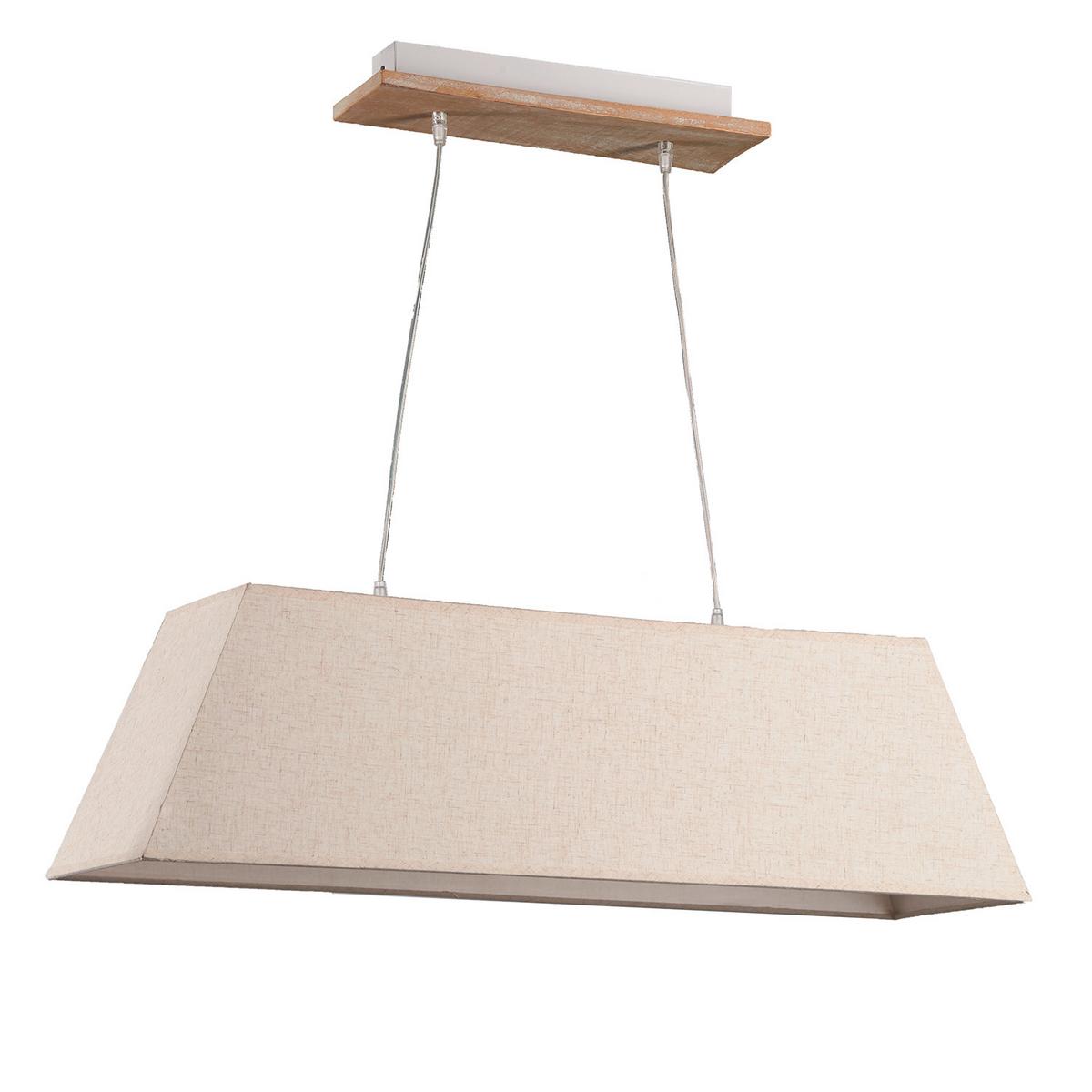 Hängeleuchte 4849/S - Beige/Weiß, Natur, Holz/Textil (90/25/110cm)