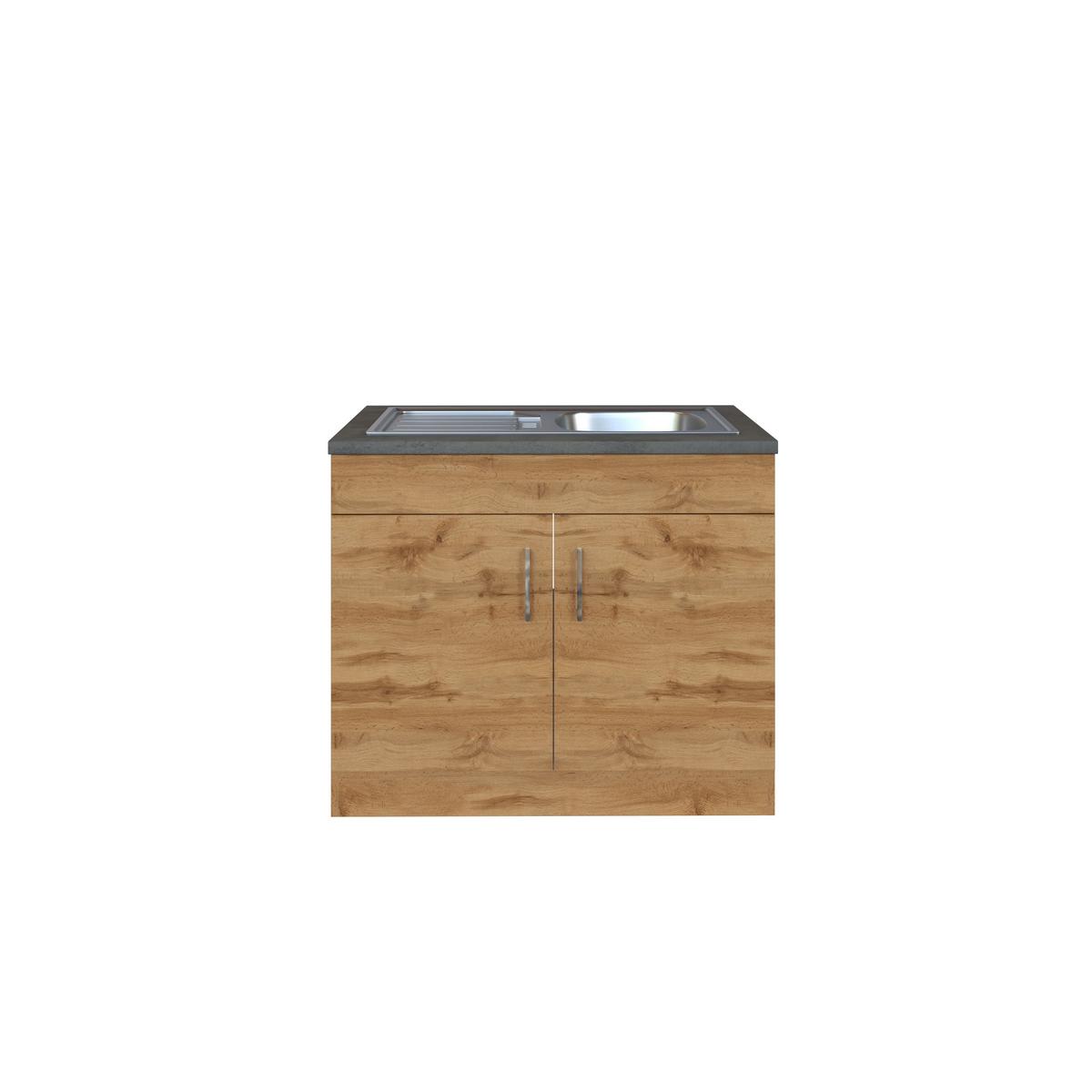 Spülenschrank Mit Spüle B. 100 Cm Eiche Dekor - Eichefarben, MODERN, Holzwerkstoff (100/86/60cm) - Held