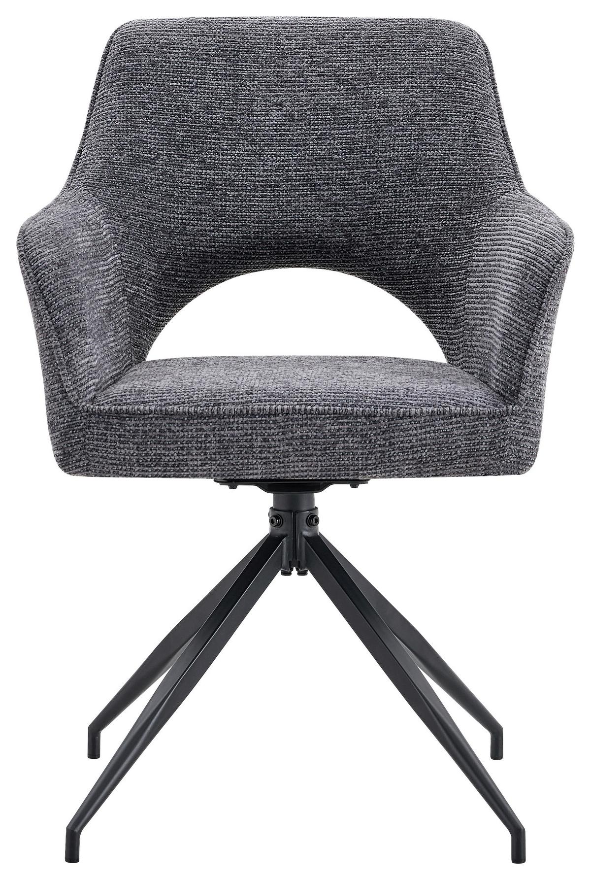 Armlehnstuhl Puro Schwarz/Dunkelgrau B: 60 cm - Dunkelgrau/Schwarz, MODERN, Textil/Metall (60/89/67cm) - Livetastic