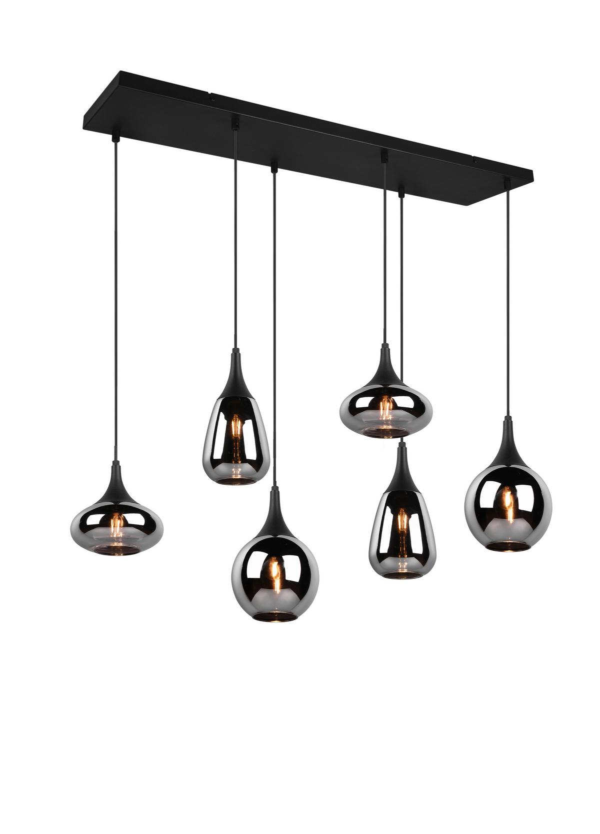 Hängeleuchte 317000632 Lumina - Chromfarben/Schwarz, Design, Glas/Metall (93,8/34,5/150cm) - Trio Leuchten
