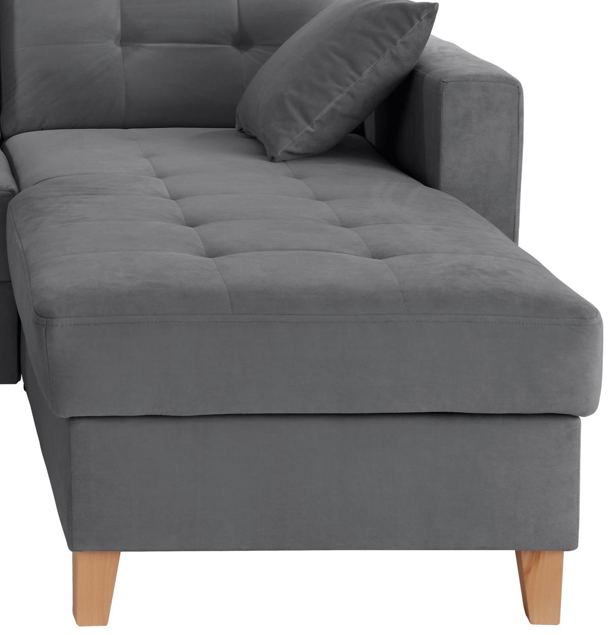 Ecksofa Bergen - Dunkelgrau/Naturfarben, Design, Textil (231/160cm) - Luca Bessoni