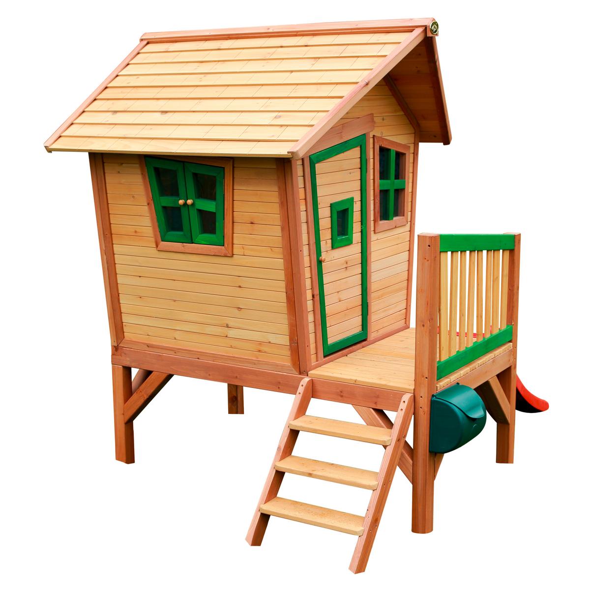 Spielhaus Natur, Rot L: 177 B: 264 H: 203 - Rot/Braun, LIFESTYLE, Holz/Kunststoff (177/264/203cm)