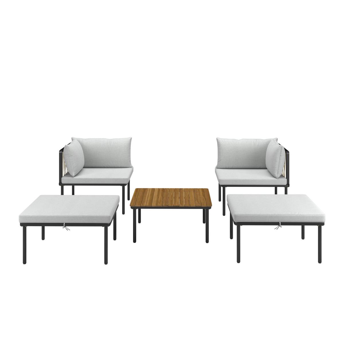 Loungegarnitur Vienna - Schwarz/Grau, MODERN, Holz/Textil (70/30/77cm) - Beldano