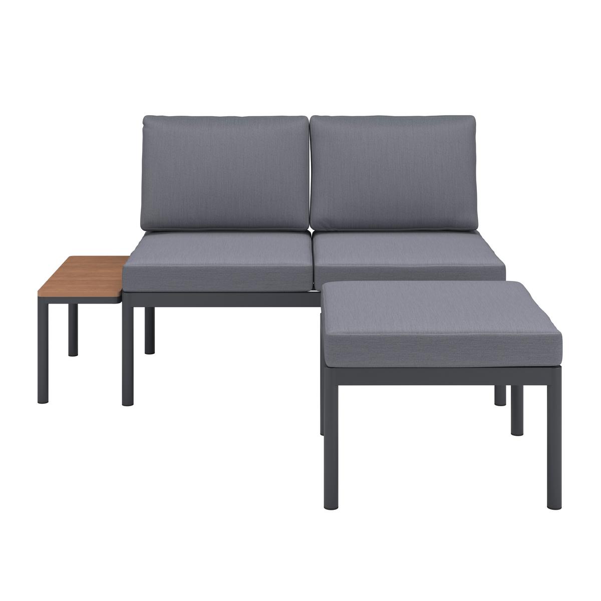 Loungegarnitur Cadiz - Dunkelgrau/Naturfarben, MODERN, Kunststoff/Textil (134/123cm) - Beldano