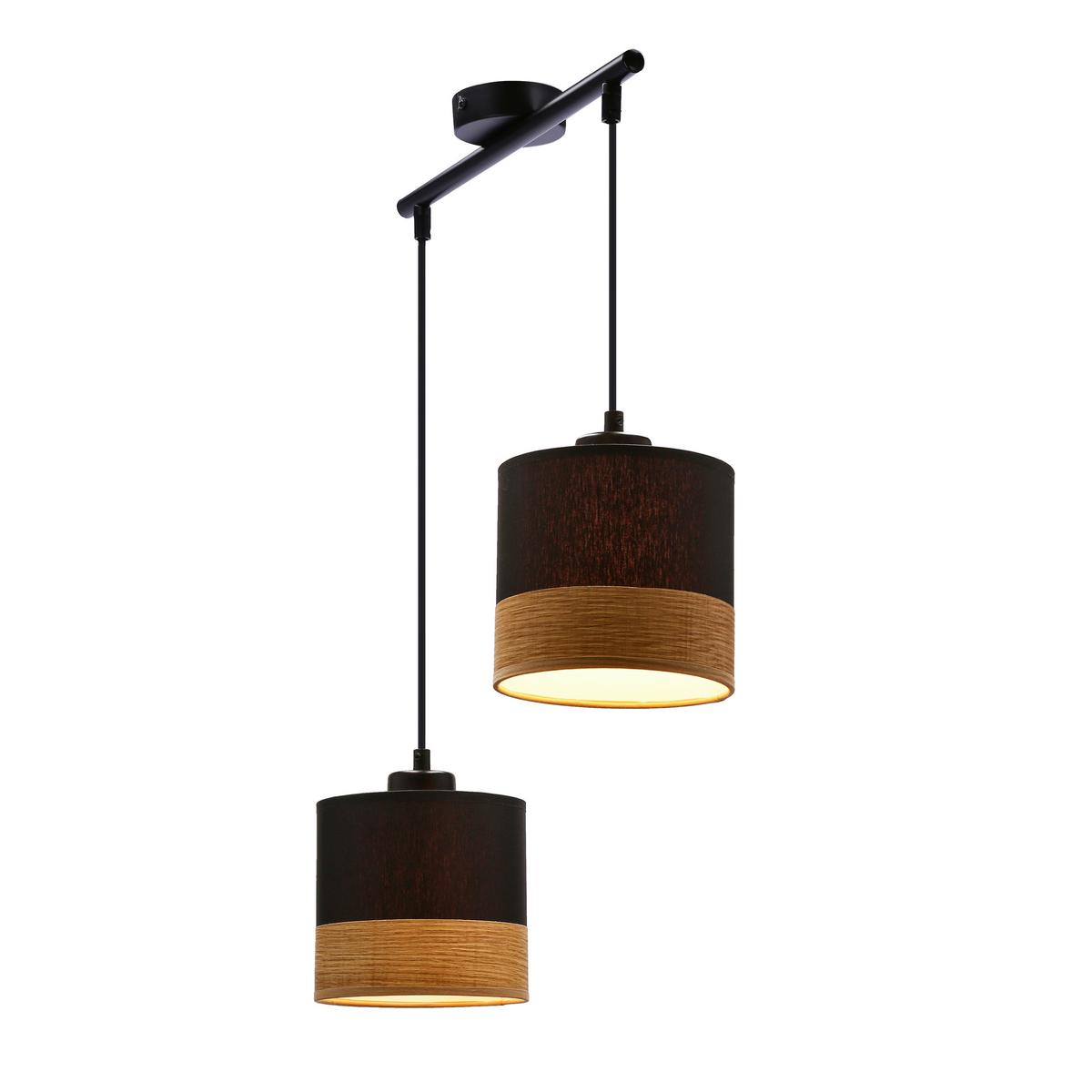 Pendelleuchte 32-17604 Porto - Eichefarben/Schwarz, Natur, Textil/Metall (48/15/115cm)