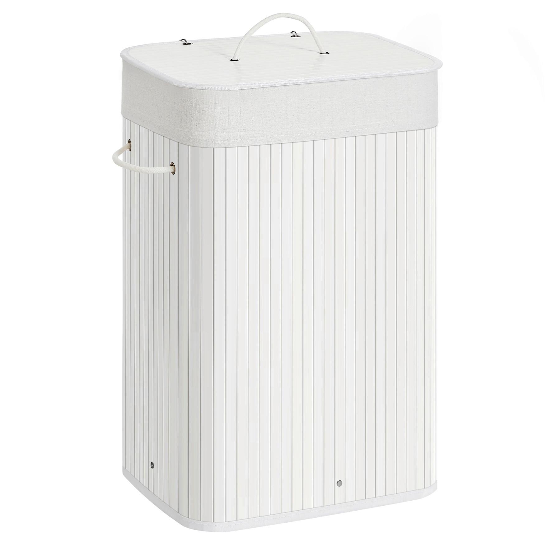 Wäschekorb Weiß B: 40 cm - Weiß, Basics, Naturmaterialien/Textil (40/60/30cm)