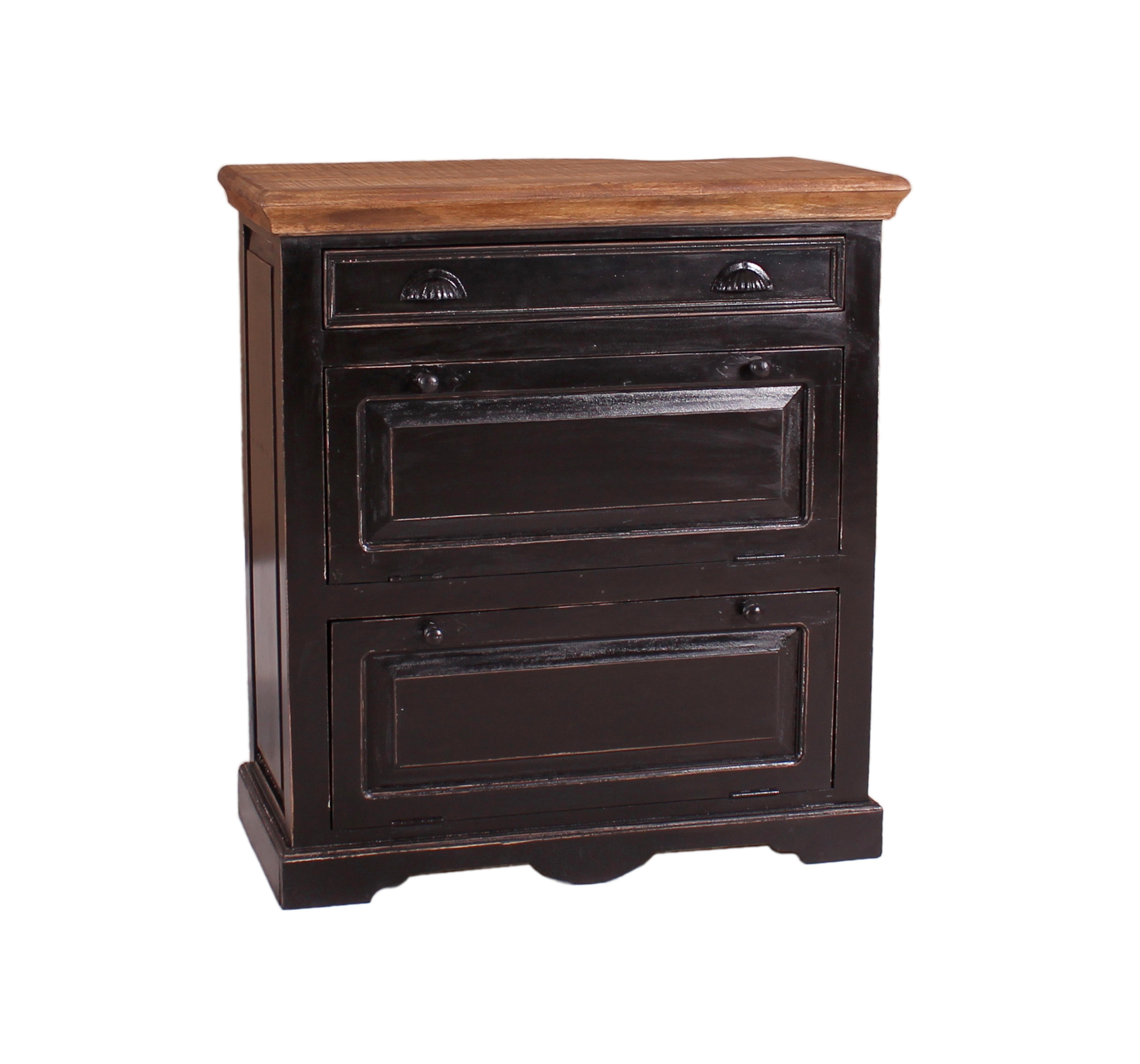 SCHUHSCHRANK Honig/Schwarz B: 85cm - Schwarz/Honig, Design, Holz/Holzwerkstoff (85/90/40cm) - MID.YOU