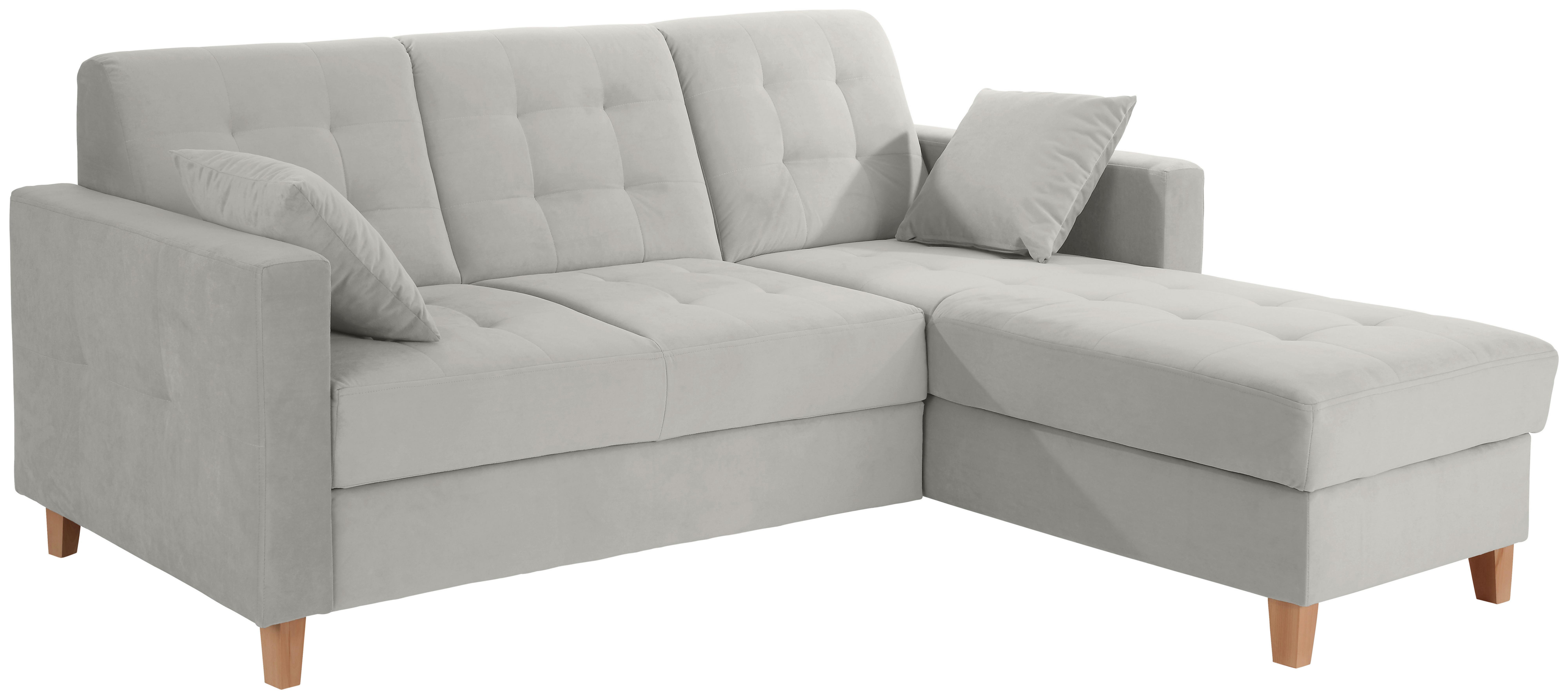 Ecksofa Bergen - Hellgrau/Naturfarben, Design, Textil (231/160cm) - Luca Bessoni