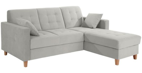 Ecksofa Bergen - Hellgrau/Naturfarben, Design, Textil (231/160cm) - Luca Bessoni