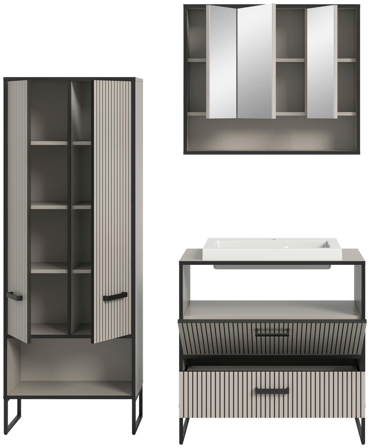 Badezimmer Bagno Schwarz/kaschmir B:142cm - Kaschmir/Schwarz, MODERN, Holzwerkstoff (142cm) - MID.YOU
