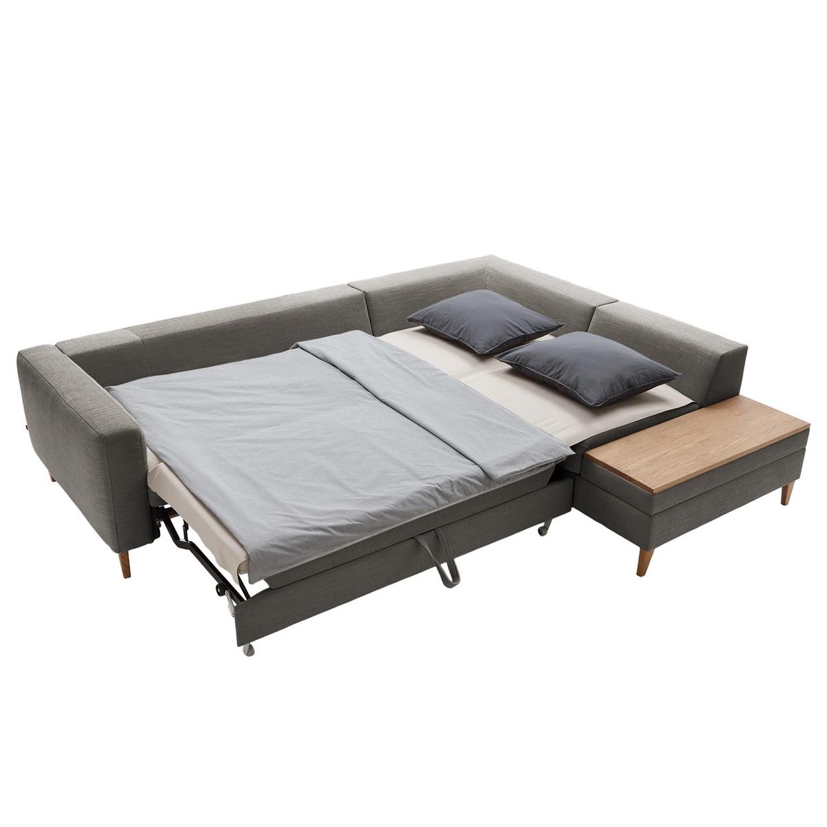 Ecksofa Alika: D. Grau S: 260x204 cm - Dunkelgrau/Eschefarben, MODERN, Textil (260/90cm) - Trendmanufaktur