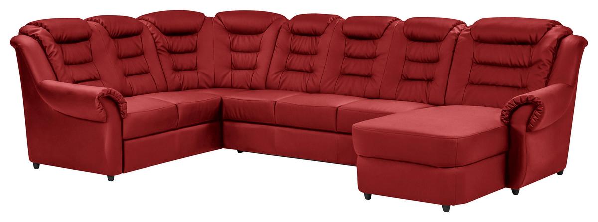 Wohnlandschaft Boston Rot Lederlook - Rot/Schwarz, KONVENTIONELL, Textil (216/333/165cm) - Livetastic