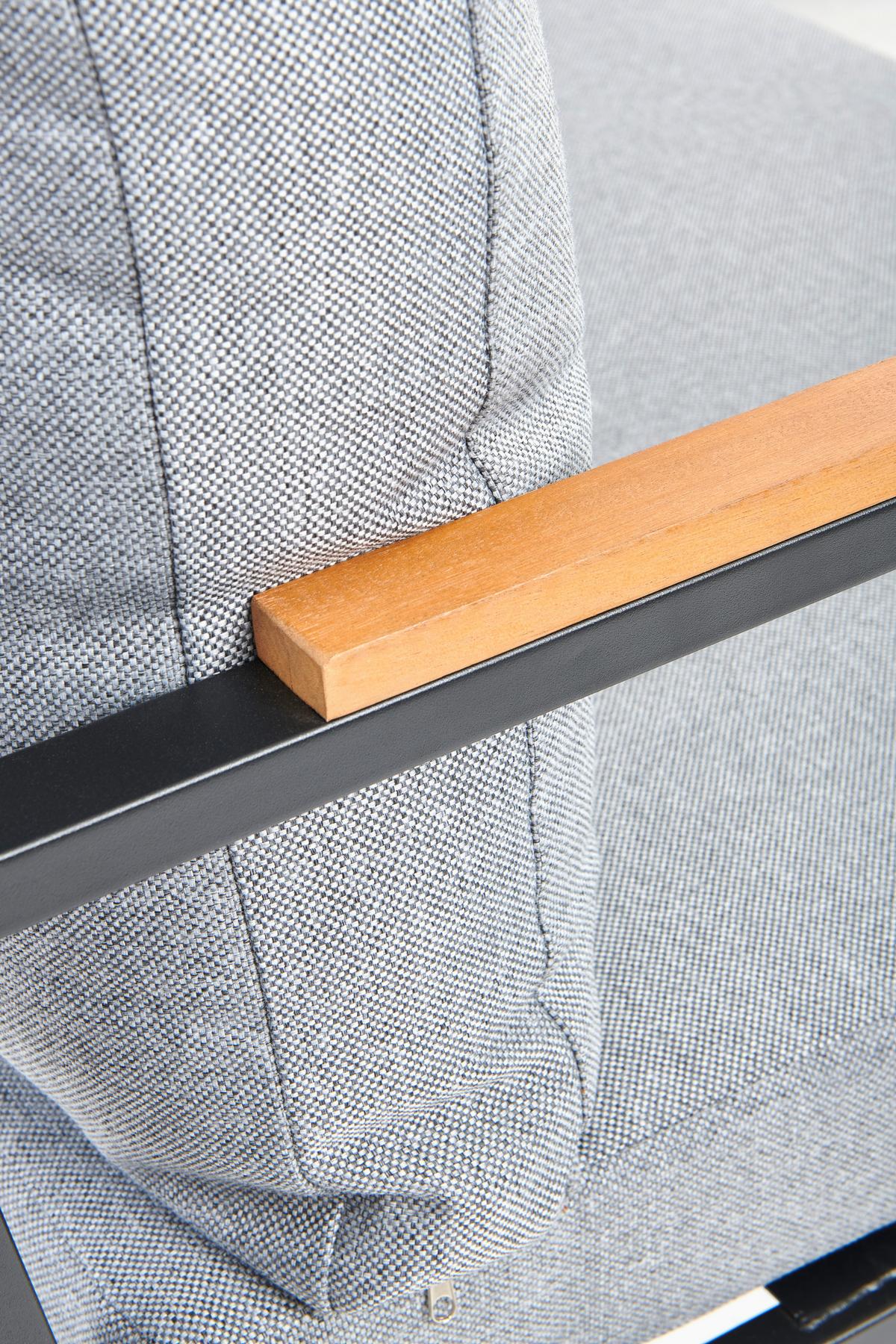 Loungegarnitur 3-tlg. Catania Stahl/holz/textil Mit Kissen - Schwarz/Grau, MODERN, Glas/Holz (206/206cm) - Beldano