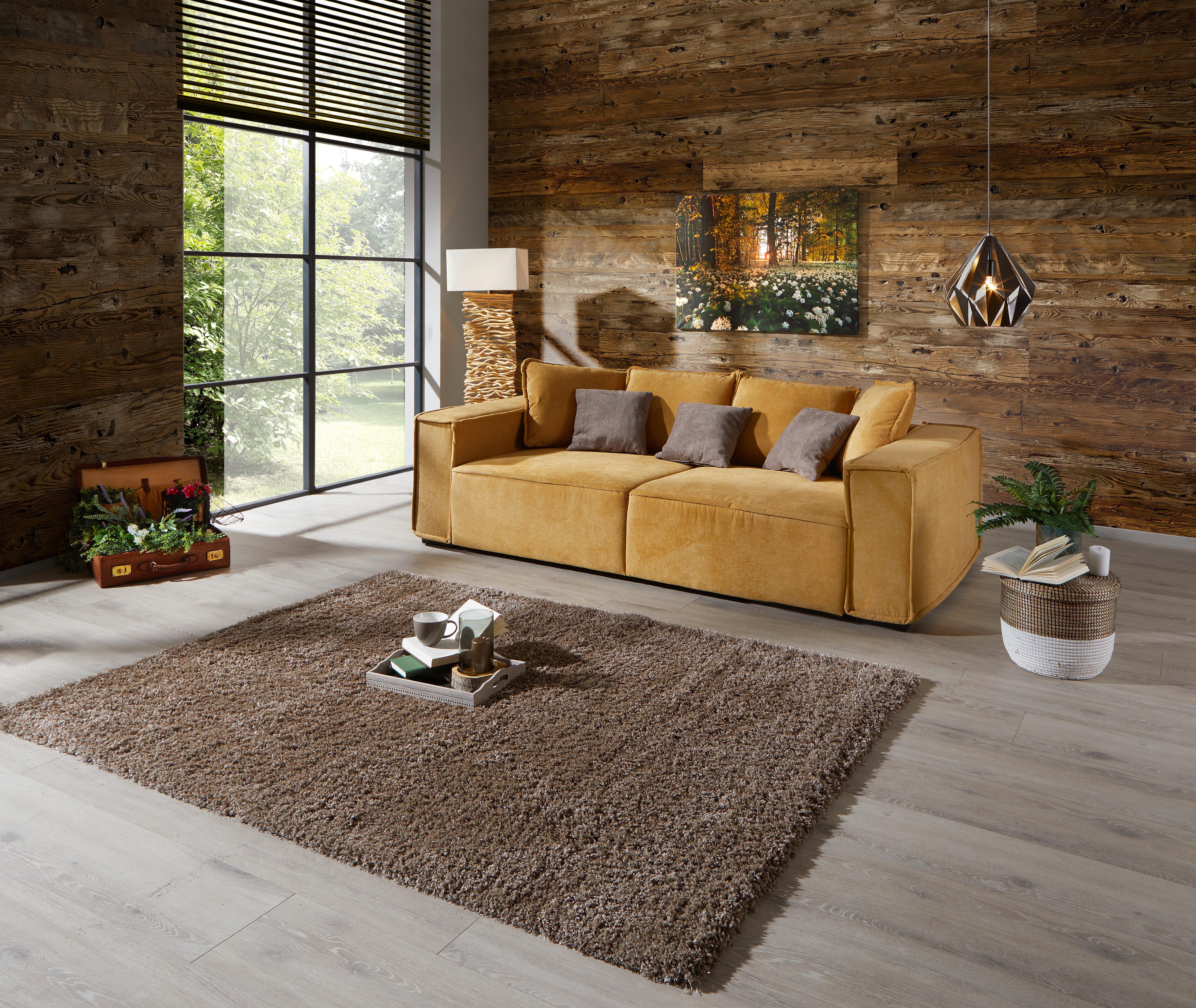 Bigsofa mit Kissen Surf, Webstoff - Taupe/Gelb, MODERN, Holz/Textil (244/62/117cm) - Luca Bessoni
