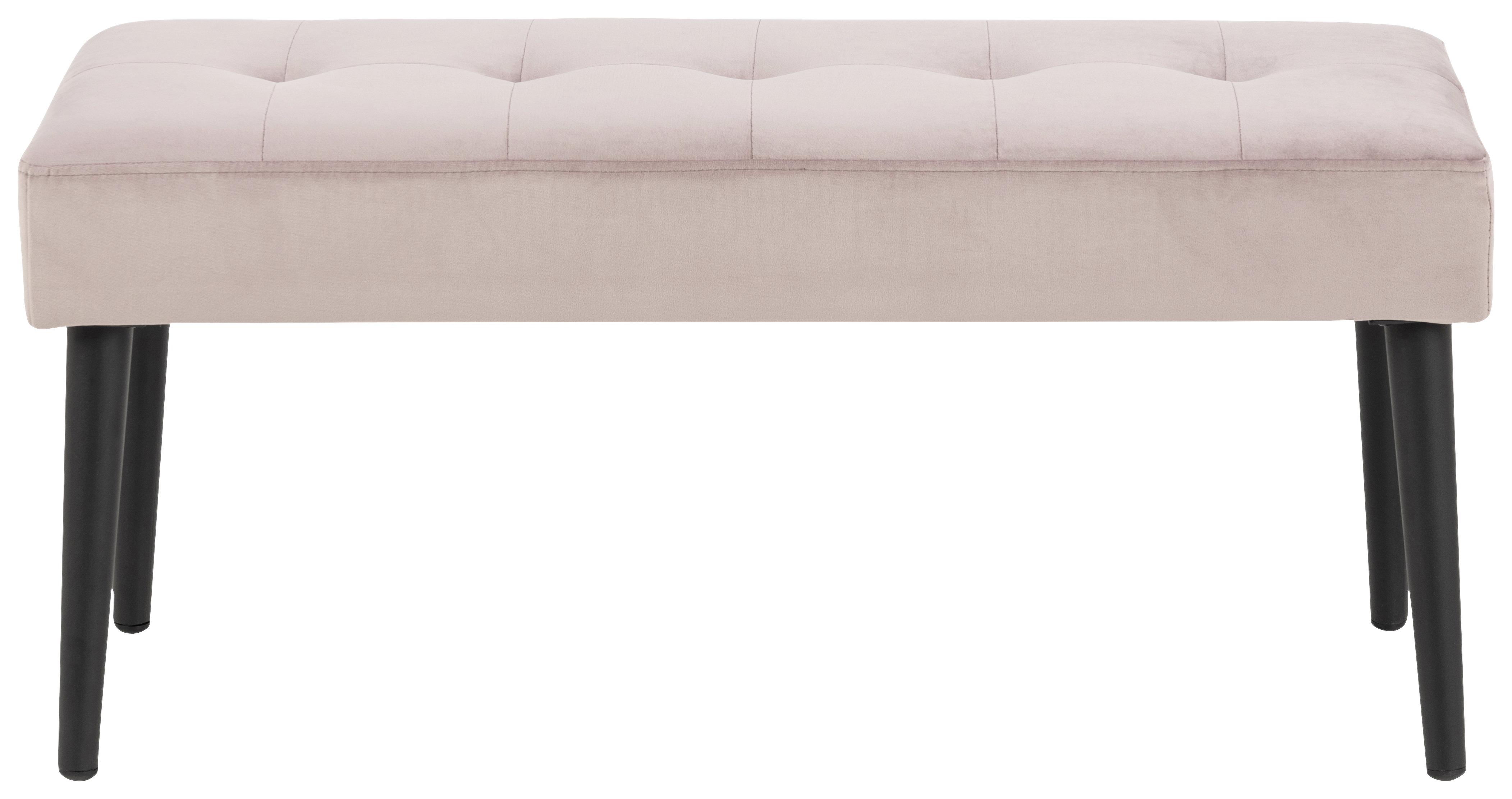 Garderobenbank Glory B: 95 cm Gepolstert Samt Rosa - Schwarz/Rosa, Trend, Textil/Metall (95/45/38cm) - Livetastic