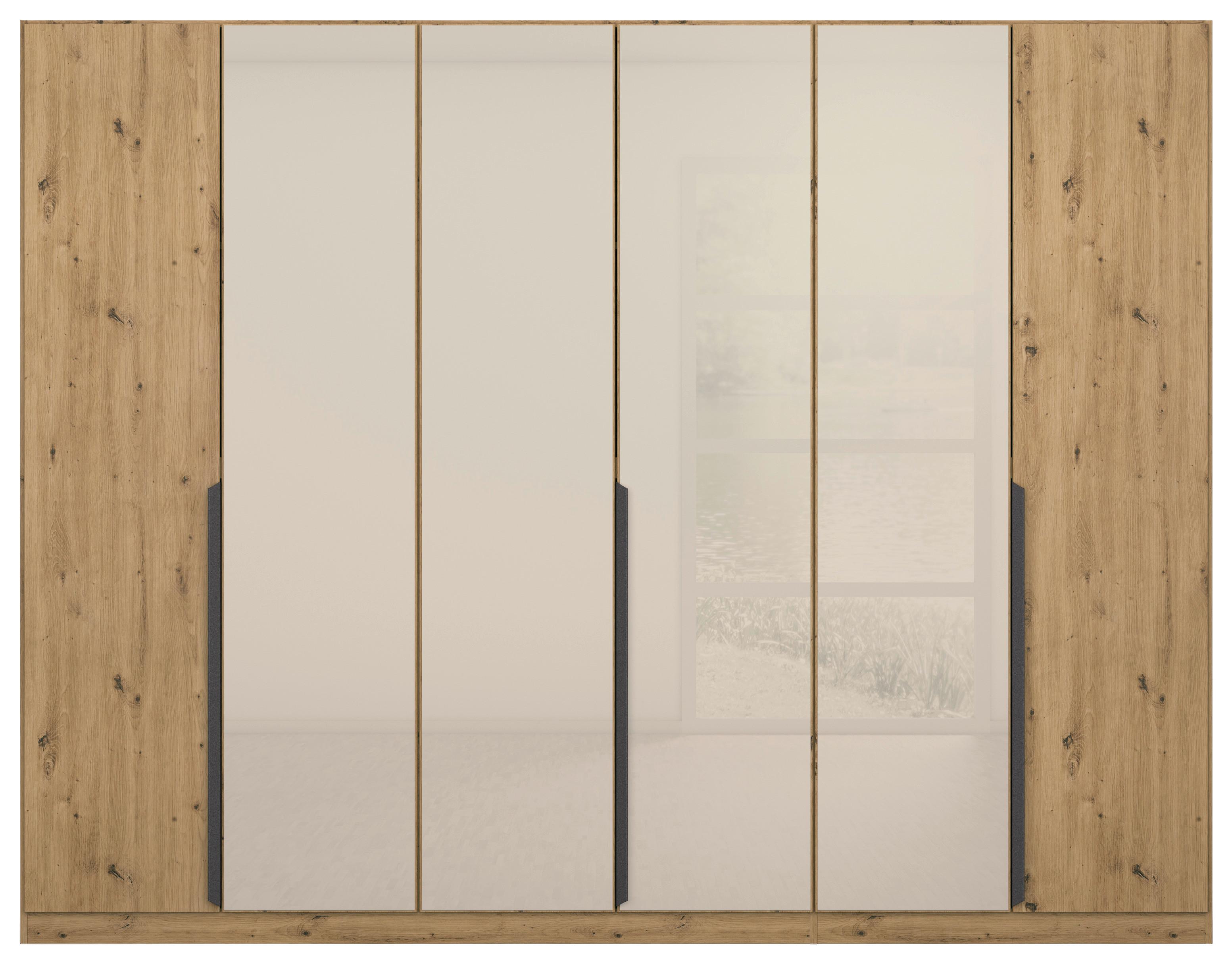 Drehtürenschrank Artemis B: 271 cm Champagner/Eiche - Champagner/Eiche Artisan, MODERN, Glas/Holzwerkstoff (271/210/54cm) - Rauch Möbel